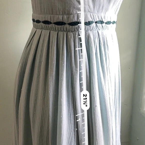 Free People Womens Green Sleeveless Dress Birds Pleated Lined - Picture 9 of 11